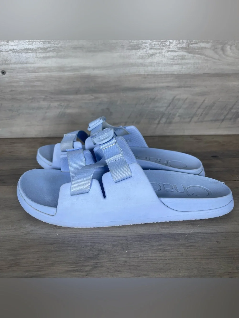 Chaco Chillos Slides Junior 6 Periwinkle Light Blue Slides Slip On Sandals Beach